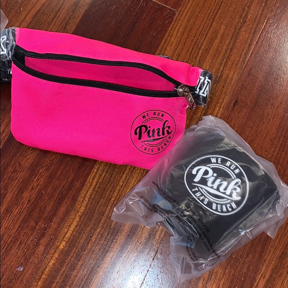 Pink fanny pack & coozie NWT